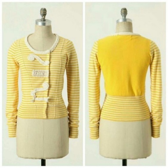 SPARROW by ANTHROPOLOGIE Snap On‎ Striped Cardigan Sweater in Yellow - Picture 1 of 6